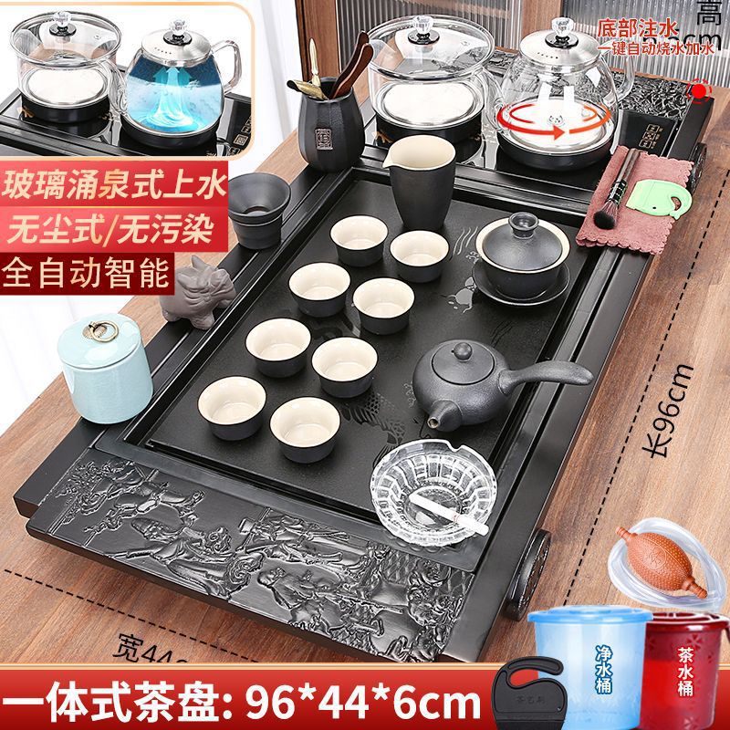 용문 블랙 골드 스톤 + 블랙 도자기를 뛰어넘는 물고기 (유리 바닥에 물이 채워짐) 새로운 고품질☆