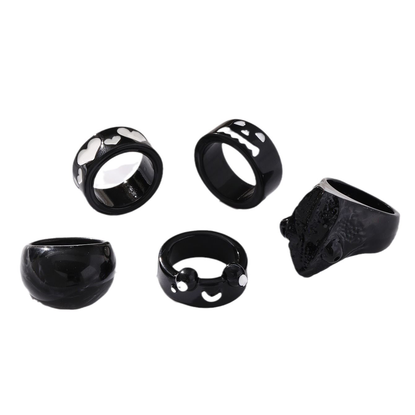 Transfronteriza nueva diversión de dibujos animados resina negro tridimensional anillo rana pintura aceite amor anillo traje al por mayor