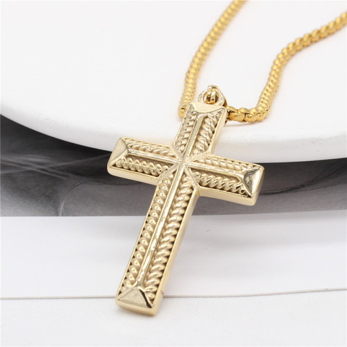 P1068 European and American Personality Street Hip-Hop Men's Cross Titanium Steel Pendant Necklace