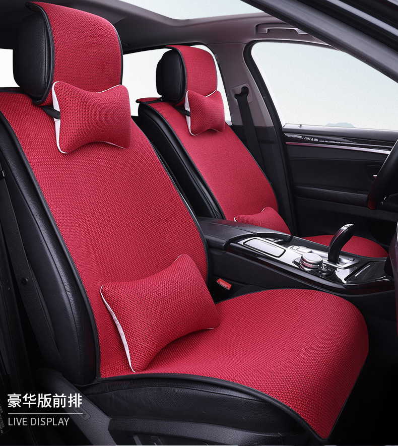 Car Seat Cushion, Universal for All Seasons, Car-Specific Cotton and Linen Thickeneded, Tie-Free Fabric Linen Single-Piece Car Seat Cushion and Chair Cover