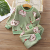 Children's demi-season flannel pijama, set for boys, keep warm underwear, Korean style