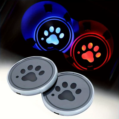 Decorative Ambient Light, Other Automotive Interior Supplies - dog-paw-2-pack-car-colorful-water-coaster-led-smart-sensor-ambient-light