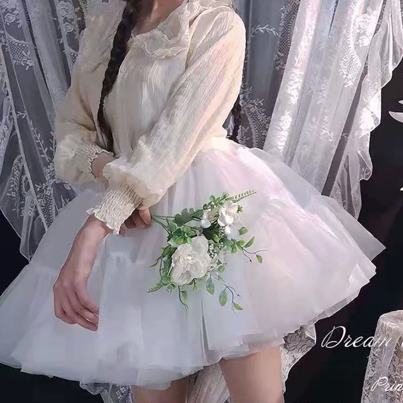 Поддержка юбки Лолита, без костей, мягкая пряжа, поддержка Лолиты, косметически милый, юбка-кристалл, поддержка, пышная пышная юбка-стойка, можно носить снаружи