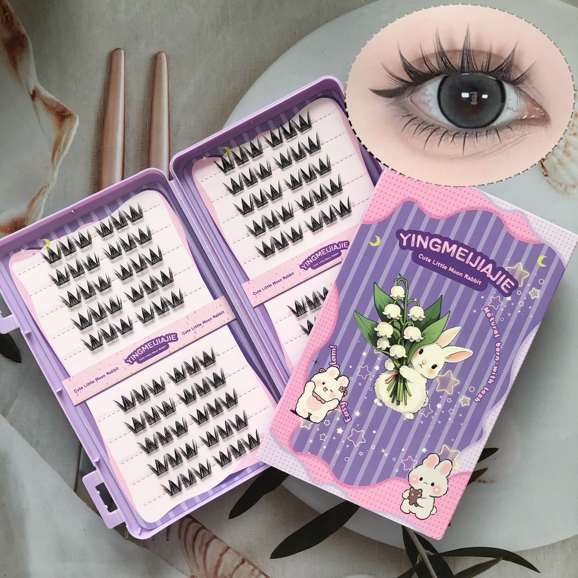 20 filas de paquete de caja de regalo de pestañas falsas transfronterizas, pestañas falsas densas, pestañas falsas sin pegamento.