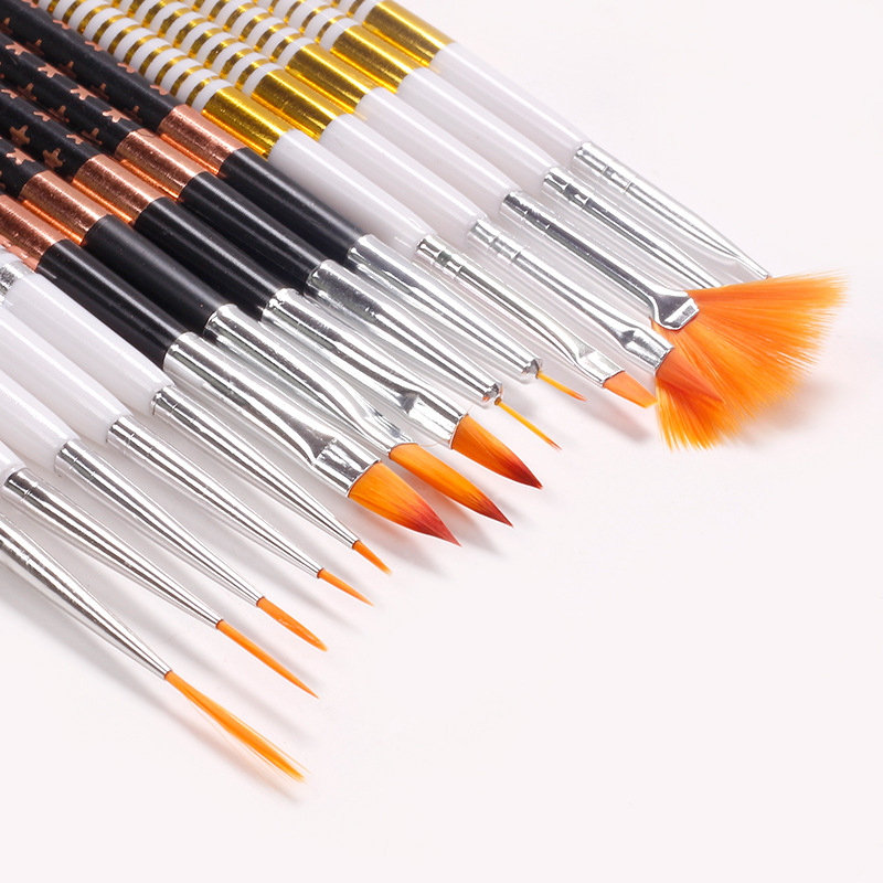 Juego de bolígrafos de herramientas de uñas de estilo japonés, bolígrafo de abalorios, bolígrafo de hilo de fototerapia de doble cabezal, aguja de flores de punto, 5 paquetes para salón de uñas