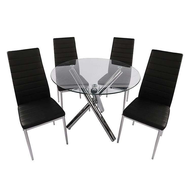 Mesa de comedor de vidrio temperado mesa de comedor de lujo ligero silla de comedor de alta calidad mesa de negociación combinación de sillas domésticas