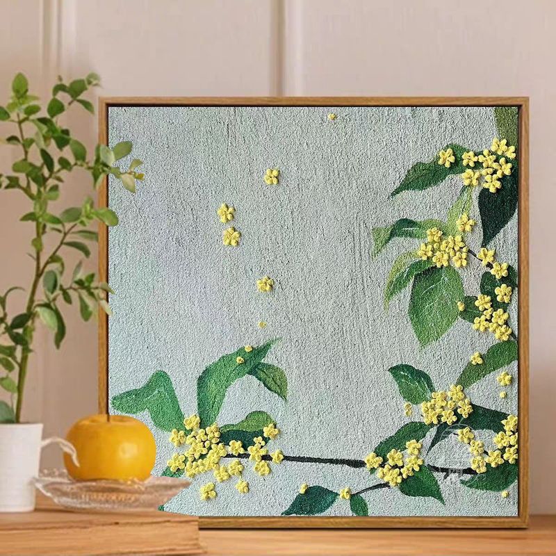diy数字肌理画30*30批发摆摊手作店石英砂治愈手绘填充风景装饰画|undefined