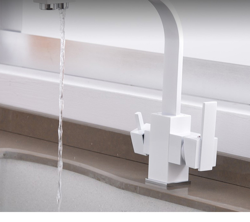 Factory direct supply of all-copper mixed water kitchen faucet, three-purpose pure water kitchen faucet, painted wrench type faucet undefined