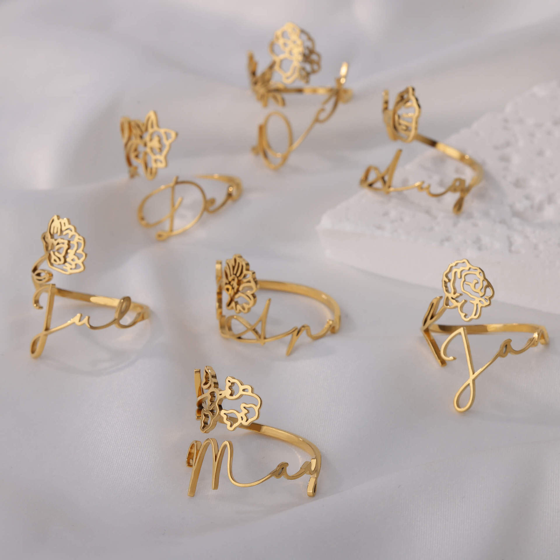 Joyería Al Por Mayor Estilo Vintage Estilo Clásico Flor Acero Inoxidable 304 Enchapado Anillos Abiertos display picture 14