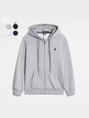 Spring and Autumn Pony Thin Rl Hooded Cardigan Solid Color Sweatshirt Embroidered Loose Large Size Cross-Border Men's Polo Jacket