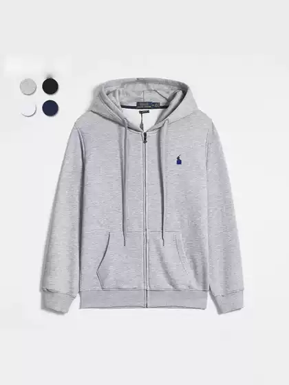 Spring and Autumn Pony Thin Rl Hooded Cardigan Solid Color Sweatshirt Embroidered Loose Large Size Cross-Border Men's Polo Jacket