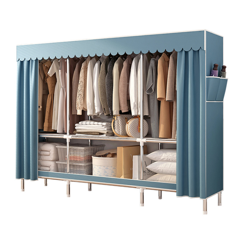 Armario sencillo para dormitorio en casa, armario de tela resistente y duradero para viviendas de alquiler, almacenamiento de ropa colgante, armario de almacenamiento multifuncional. image 6