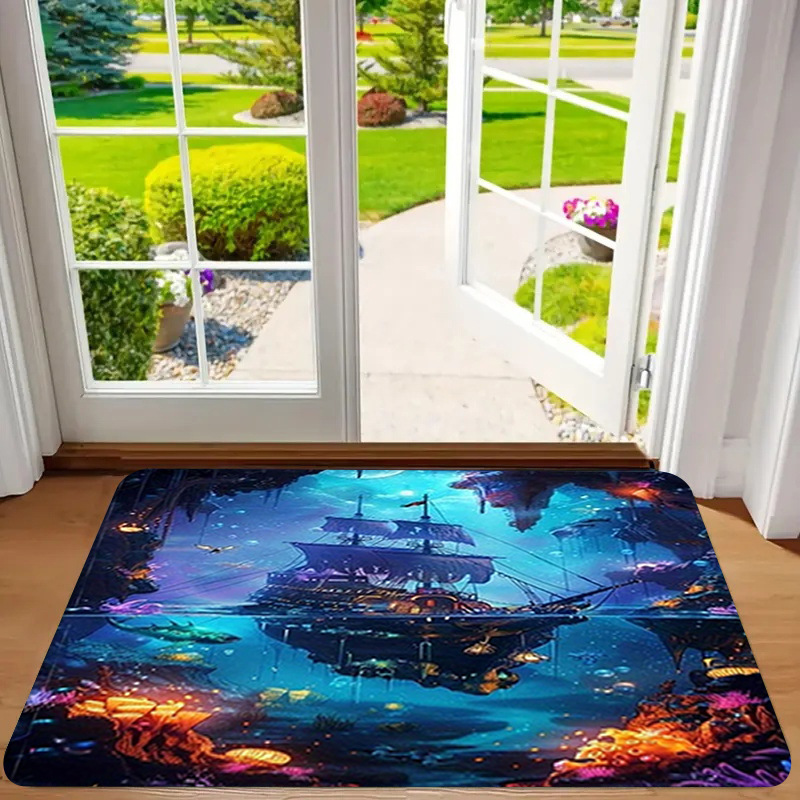 Alfombra de franela estampada, estilo playa, antideslizante, resistente a la suciedad, resistente al desgaste, alfombra para la entrada, dropshipping transfronterizo Y2.