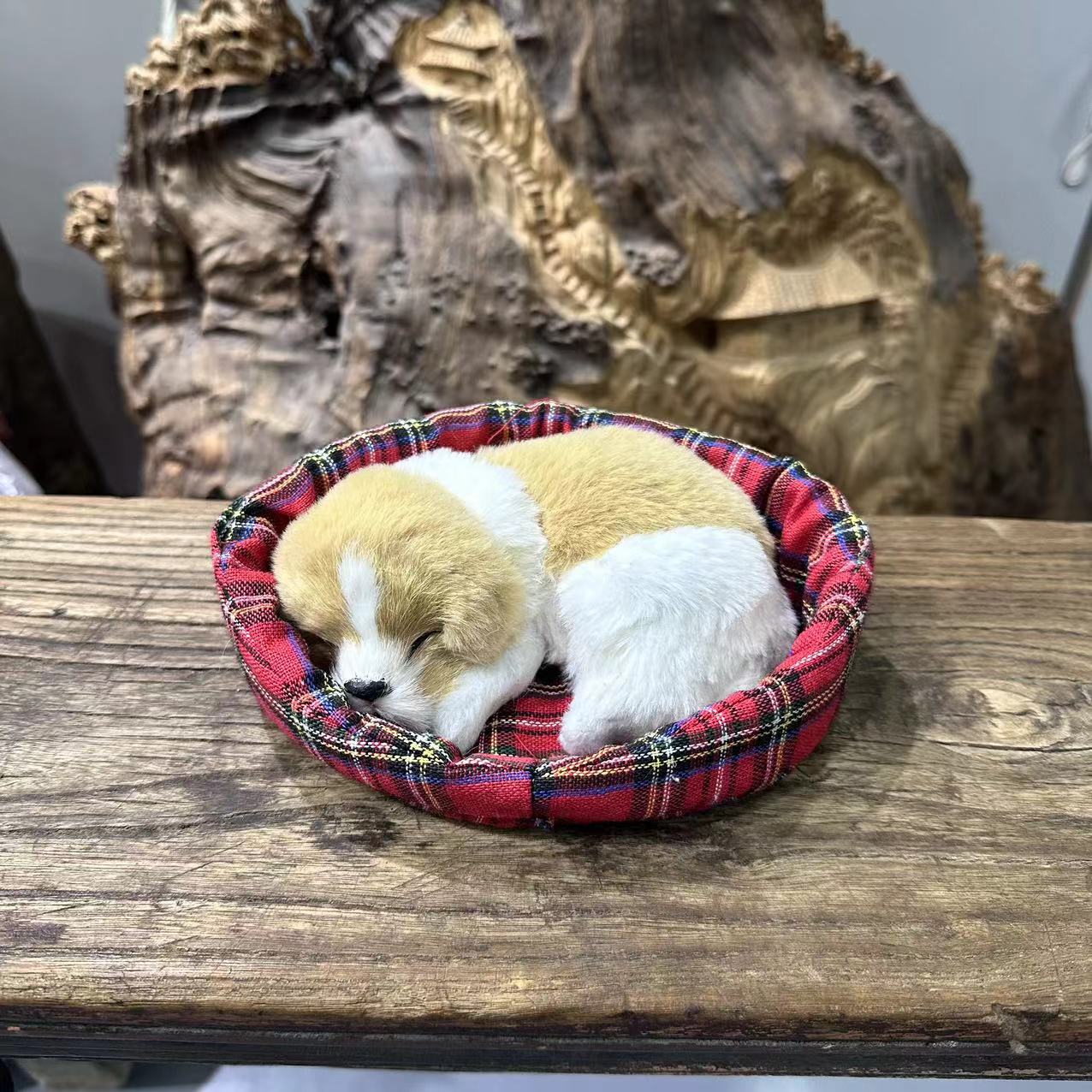 Alfombra de tela de simulación puede llamar perro puede llamar simulación dormir perro decoración juguete regalo lindo novela regalo lindo tesoro