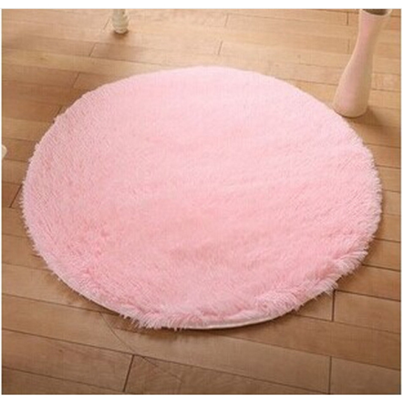 Alfombra de seda redonda de color sólido dormitorio de chicas cestas colgantes almohadilla giratoria piso de sala de estar simple sofá mesa de té almohadilla