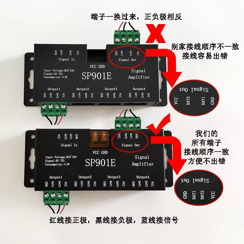 SP901E Phantom Lantern Tape SPI, абрикс много-канальный потоковый синхронный бегущий конь, полноцветное расширение сигнала с делением и управлением