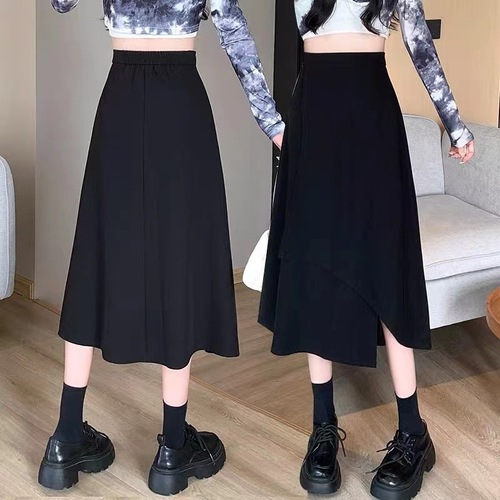 Pregnant women's half-body skirt autumn set with a sense of elegance, casual, irregular, loose half-skirt for autumn, medium-length belly-supporting skirt, autumn and winter fashion