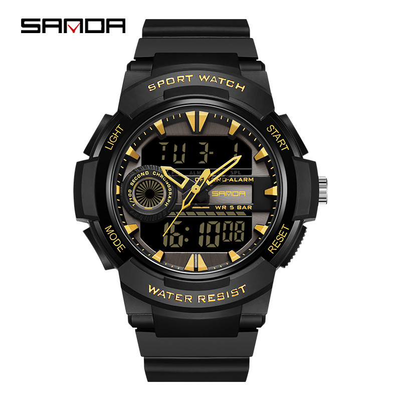 Sanda reloj nuevo 6082 reloj de moda Corea del Sur casual simple reloj deportivo multifuncional reloj electrónico