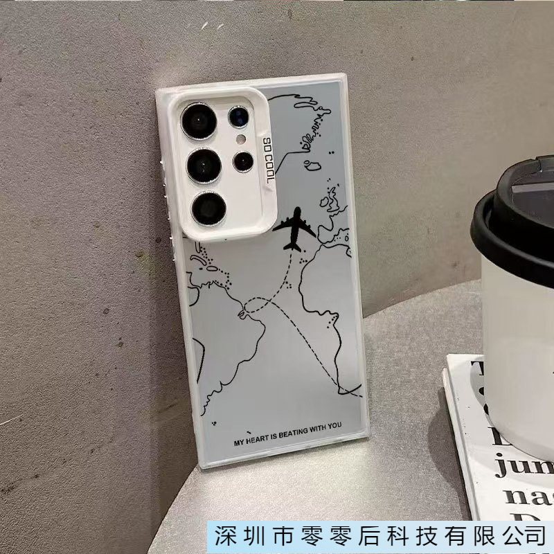 Airplane Map Suitable for Samsung Galaxy S25Ultra Mobile Phone Case Samsungs24 Cross-Border A55/A56S21