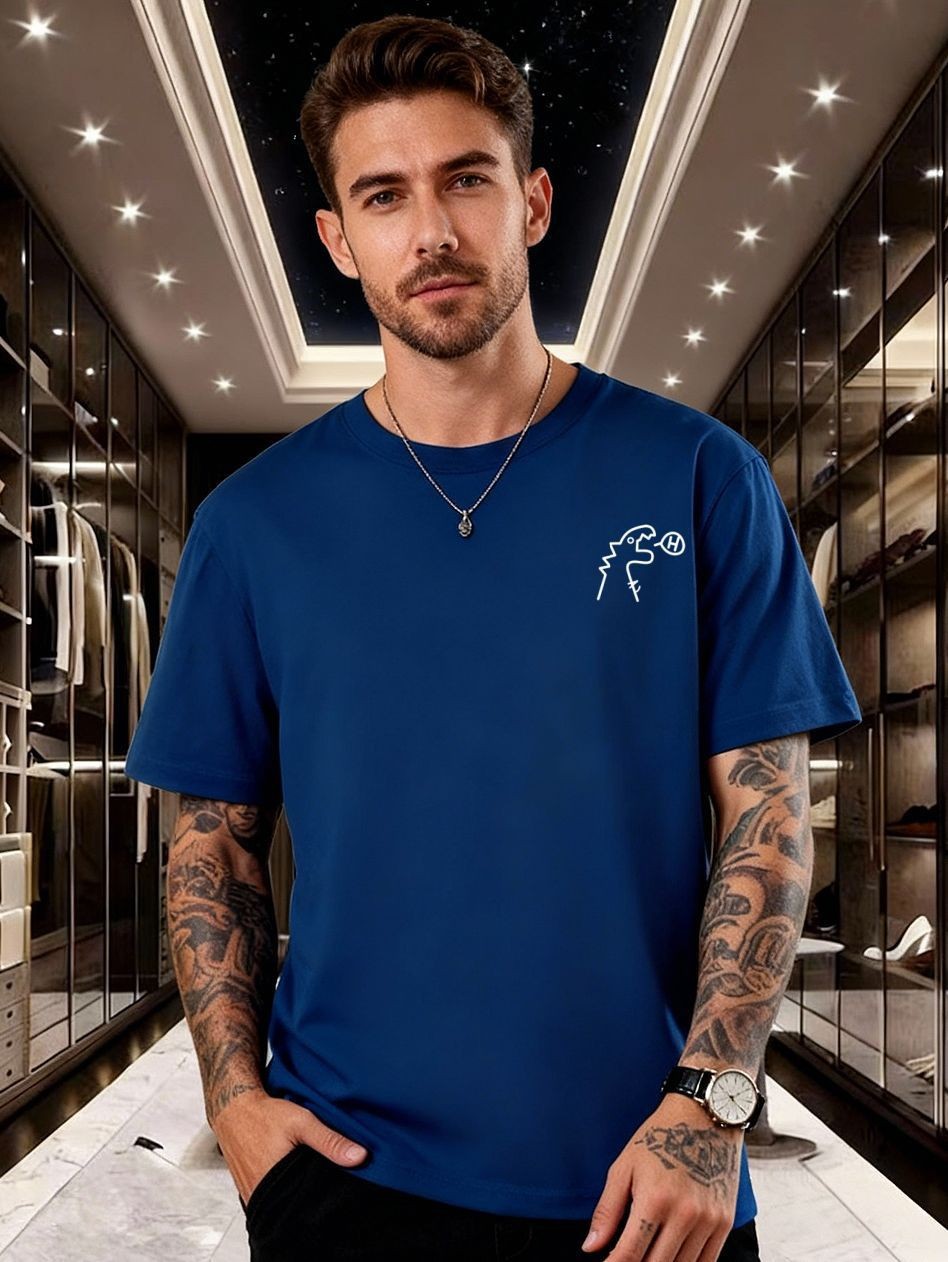 Summer Trendy Brand Printed Short-sleeved T-shirt Large Size Sports Top Fashion Men T-shirt_viptrois.com