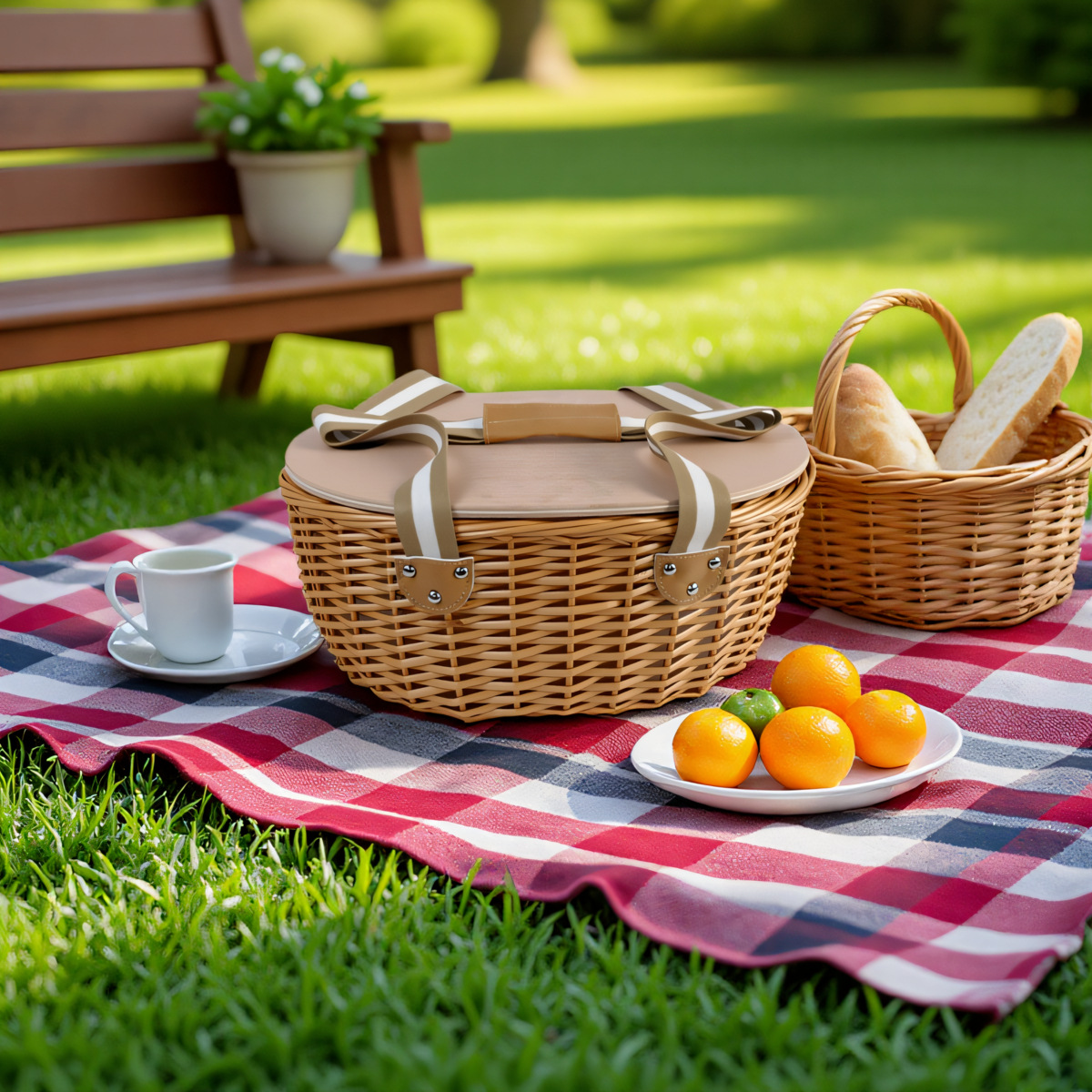 Set de canasta de picnic de sauce con cubiertos canasta de picnic de caña con mesa canasta de picnic de aislamiento térmico con mano para viajar para acampar