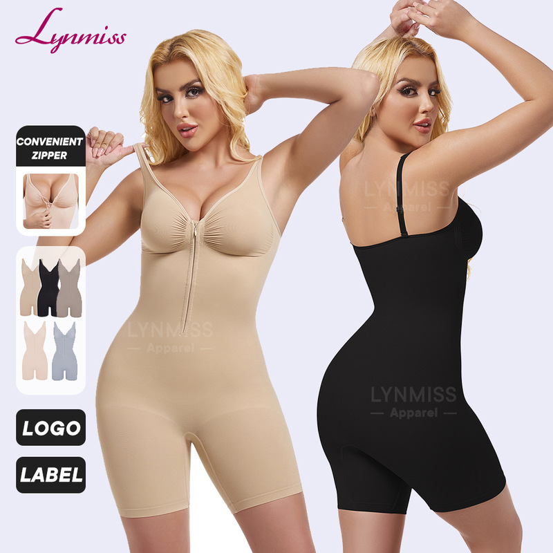 Seamless Tummy Control and Butt Lift Shapewear Bodysuit, Body Shaping Bodysuit Shorts with Zipper, Strong European and American Style for Women