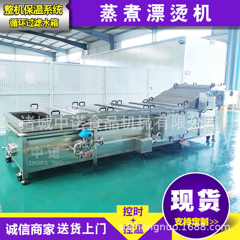 变频控制芥兰笋杀青机 漂烫巴氏杀青一体机厂家 番薯叶漂烫线