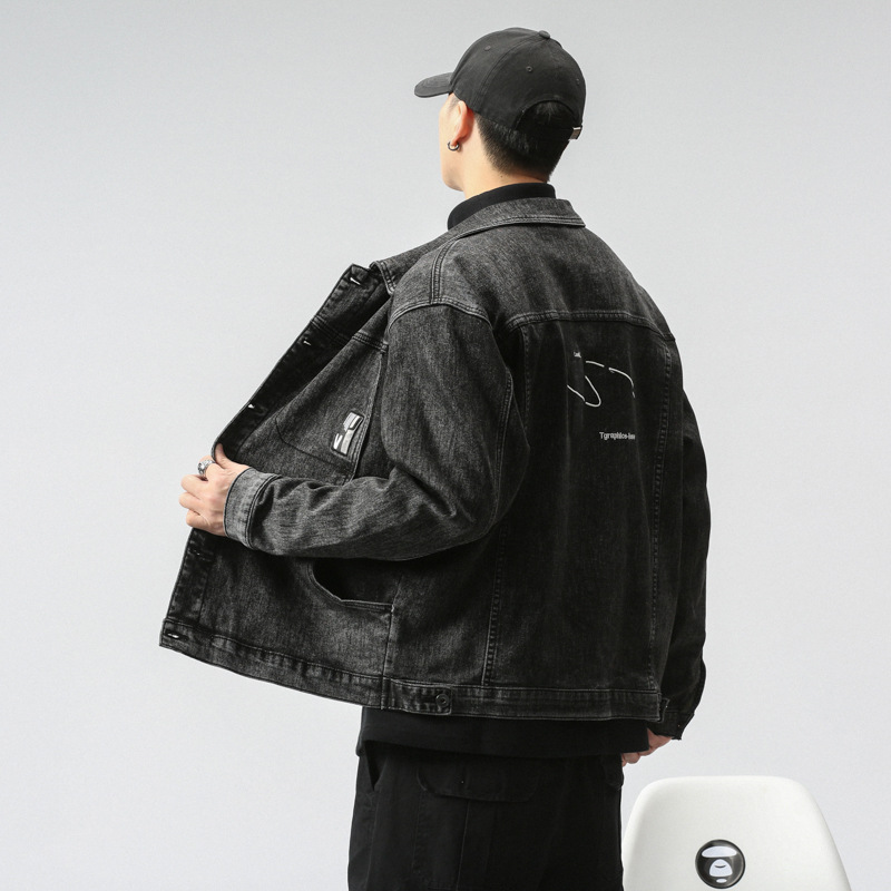 Veste transfrontalière pour hommes d'Amazon portant une veste en jean Joker chemise décontractée tendance pour hommes personnalité mince pour hommes_voghion.com