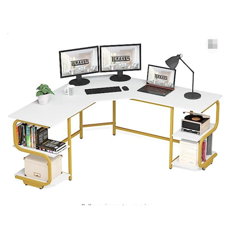 Cross-Border Open Reserve Shelf Desk Study Table L-Shaped Gaming Table, Computer Table, Corner Table Gaming Table