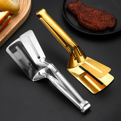 Gold-plated stainless steel steak tongs household kitchen creative fish tongs bread tongs multifunctional tongs barbecue tongs