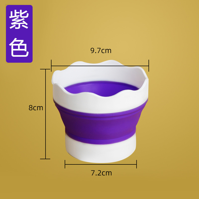 Cubo plegable multifuncional de silicona al por mayor puede insertar pluma Cubo de lavado acuarela gouache cepillo portátil titular de la pluma para estudiantes de arte