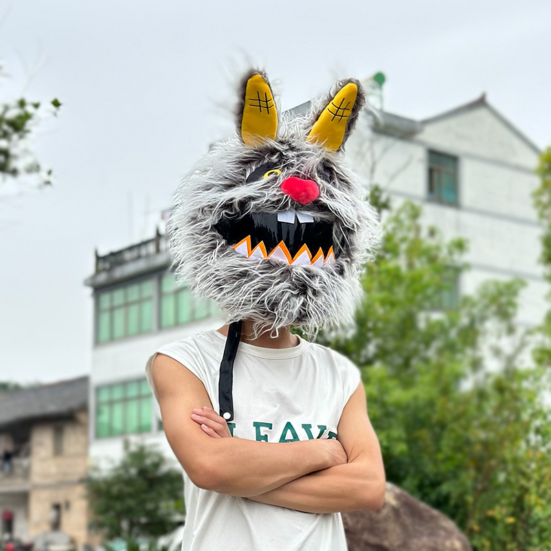 Funda de Casco de Peluche con Diseño de Conejo, para Motocicleta, Cálida, Cortavientos, Cubre Todo el Rostro, Accesorio de Moda para Motociclistas