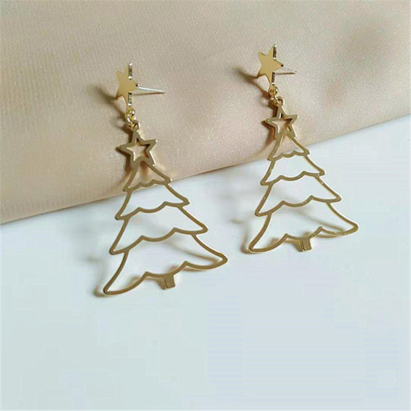 1 Pair Quantity 1 Pair Christmas Fashion Christmas Tree Sun Plating Alloy Drop Earrings