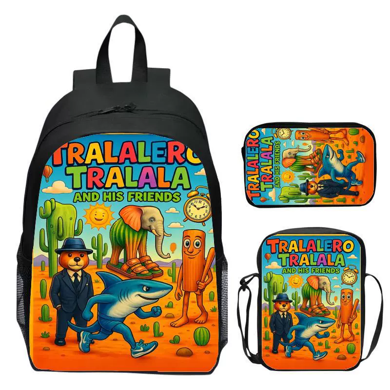Tralalero Tralala костюм-тройка для учащихся начальной школы, школьный рюкзак, детский рюкзак, сделай сам, на заказ