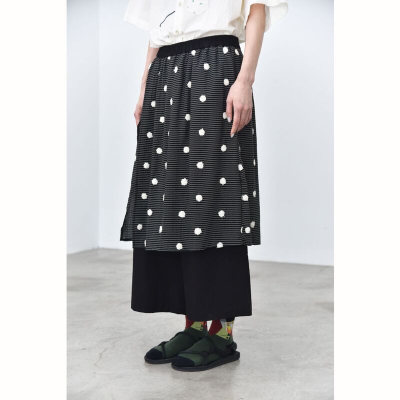 【Three and Two Collection】Textured Three-Dimensional Polka Dot Split Hem Niche Design Summer Cropped Casual Pants 28180 # 【Three and Two Collection】Textured Three-Dimensional Polka Dot Split Hem Niche Design Summer Cropped Casual Pants 28180 #