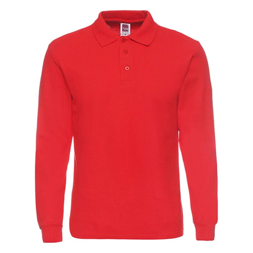 Однотонная мужская футболка-поло King 1AD01 из 100% хлопка, 220 г, с длинным рукавом, для осени и зимы, на заказ