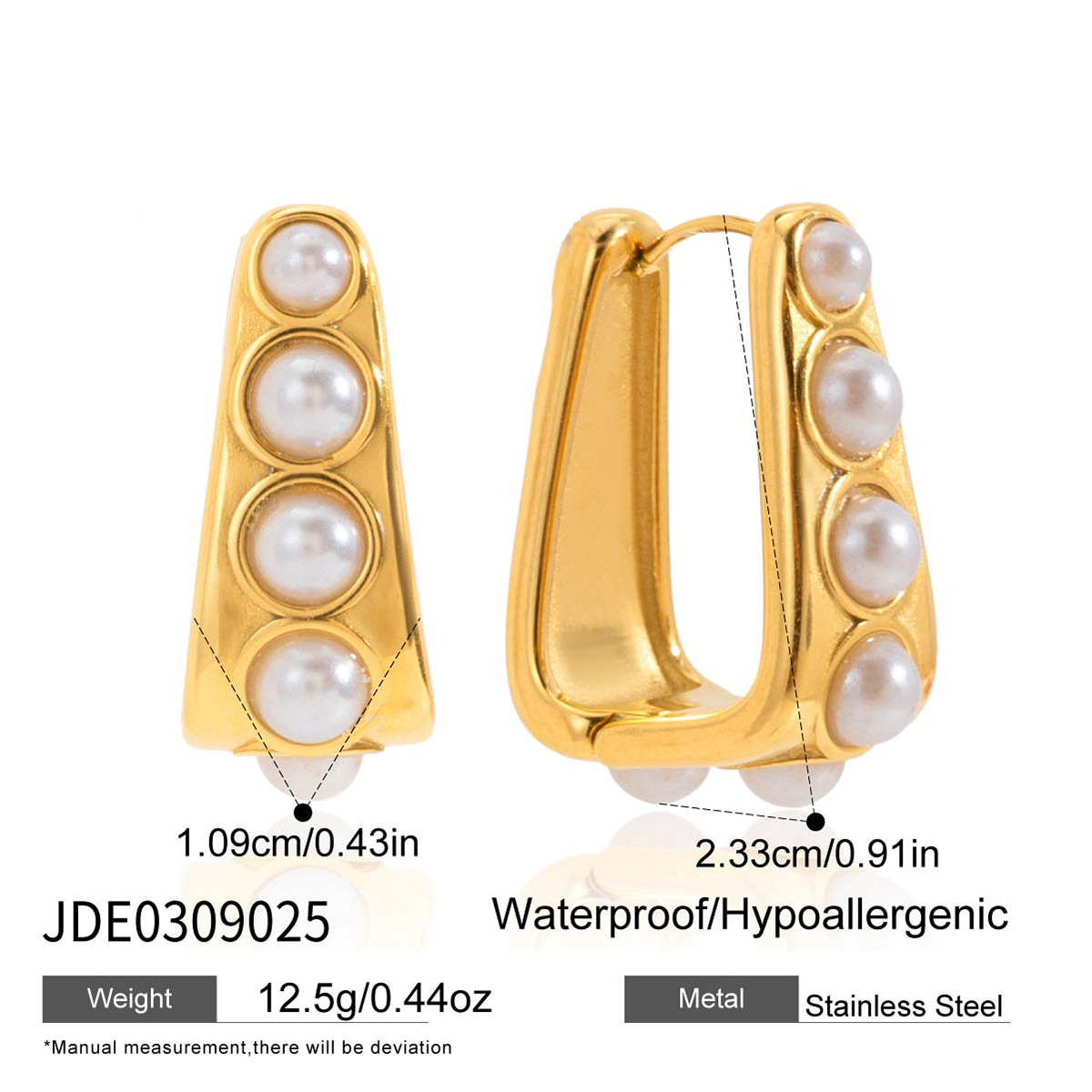 Wanxing acero inoxidable chapado perlas dulces perlas en forma de U 2025 nuevo estilo de moda moda alta sensación orejas para mujeres