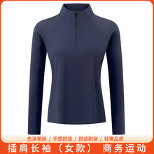 2025新款女士运动长袖polo衫拉链立领户外休闲锁温保暖女装上衣