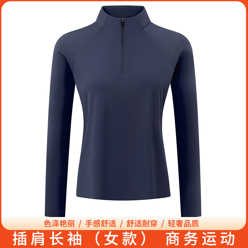 2025 New Women's Sports Long-Sleeved Polo Shirt Zipper Stand Collar Outdoor Casual Temperature-Locking Warm Women's Top 2025 New Women's Sports Long-Sleeved Polo Shirt Zipper Stand Collar Outdoor Casual Temperature-Locking Warm Women's Top