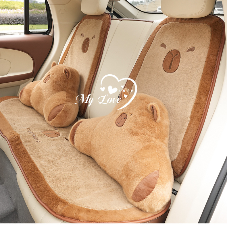 Winter car waist support Kapi Barra car headrest neck pillow cartoon cute plush car pillow pillow