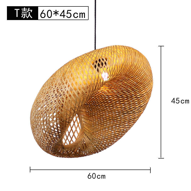 Lámpara de araña tejida de bambú Restaurante chino Lámpara de salón de té de linterna de bambú Restaurante japonés Sombrero de paja Lámpara de araña tejida de ratán B & B