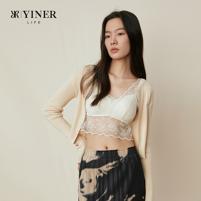 Yiner 下着 [同柄ガーゼ] 胸パッドと美しい背中のインナーが付いた女性用レースボトムキャミソール|undefined