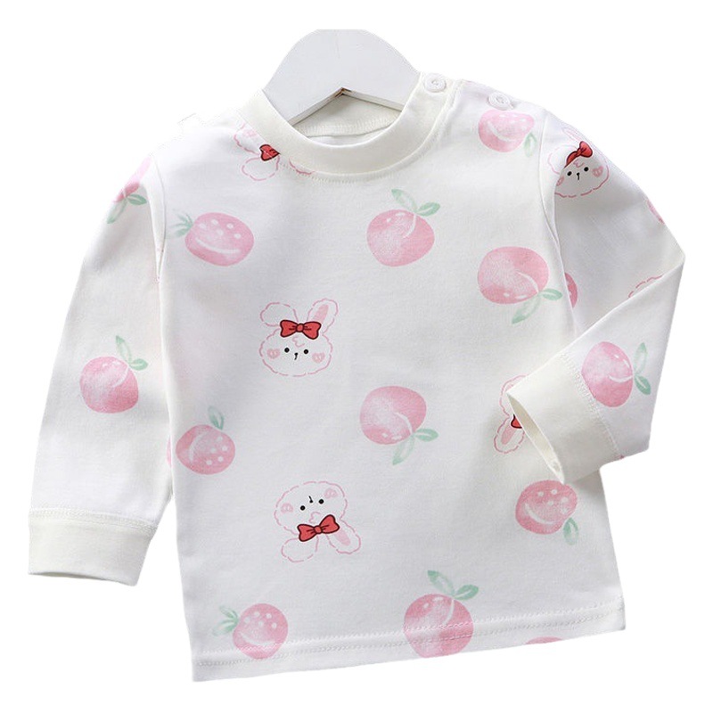 Baby Cotton Long Sleeve Single Top Children's Autumn Clothes Boys' Girls' Underwear Baby Base Shirt Spring and Autumn Pajamas Sweater