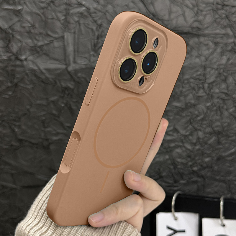 液体シリコン製マグネット式iPhone17用スマホケース、クリスタルレンズフィルム、Apple 15promax用細穴精密フィット|undefined
