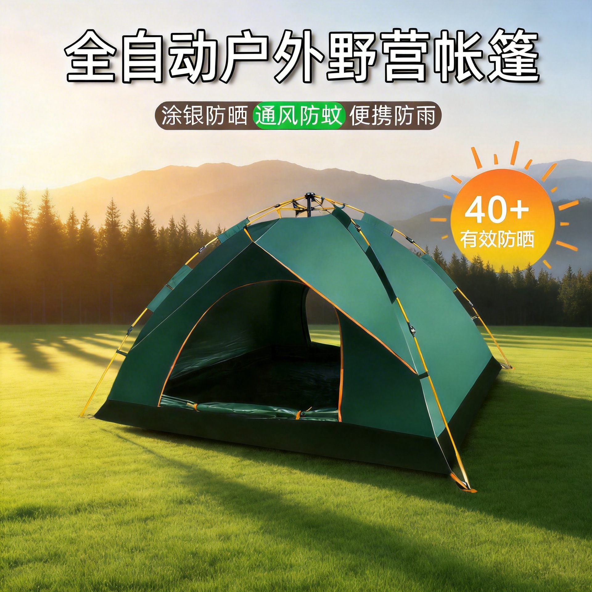 Camping con tienda de campaña, sin necesidad de armar, camping automático al aire libre, resistente a la lluvia, resistente al frío, montaje rápido, para pasar la noche en el parque, viaje al aire libre para dos personas