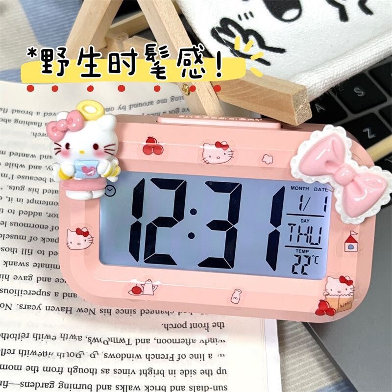 可爱kitty猫多功能闹钟床头时钟学生宿舍计时器桌面迷你闹钟|undefined