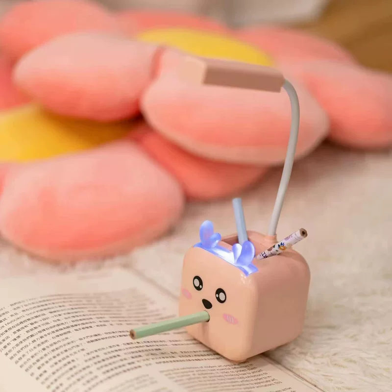 Creative table lamp charging, pens holder, sharpener for students, cute lights, Birthday gift