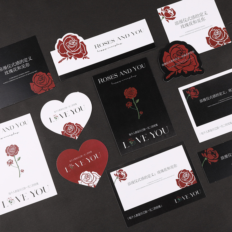 七夕节新款蔷薇玫瑰系列卡片鲜花包装材料时尚简约礼物卡片留言卡