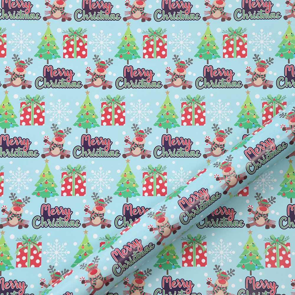 Venta caliente transfronteriza 80g papel de cobre impresión de Navidad papel de embalaje de regalo de Navidad de bricolaje fabricante de papel de embalaje de regalo al por mayor
