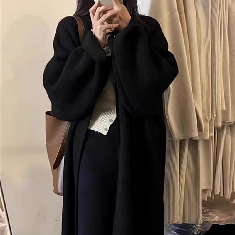 中长款毛衣开衫外套女春秋慵懒风高级感显瘦过膝宽松加厚针织大衣|undefined